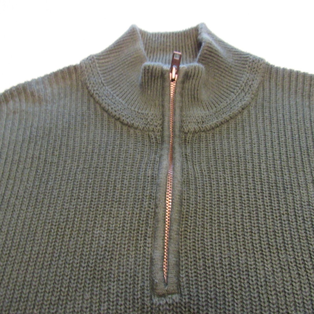 Tommy Hilfiger Quarter Zip Sweater Mens XL Green Ribbed Cotton Zip Up